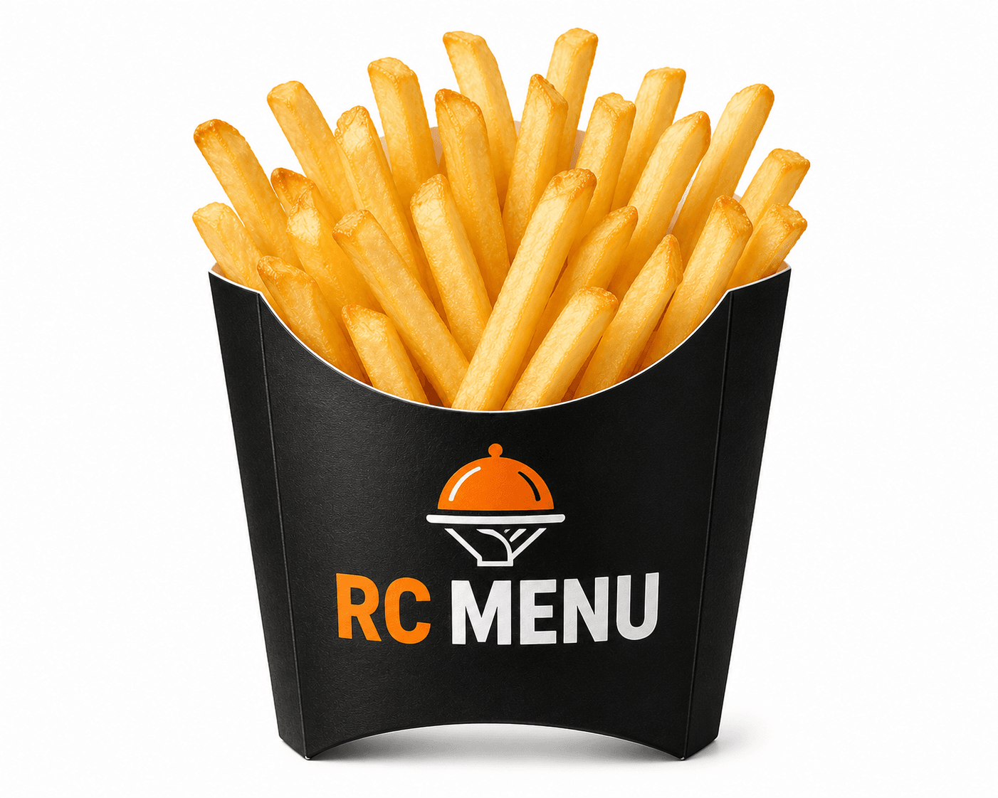Porção de batata frita em embalagem da RC Menu